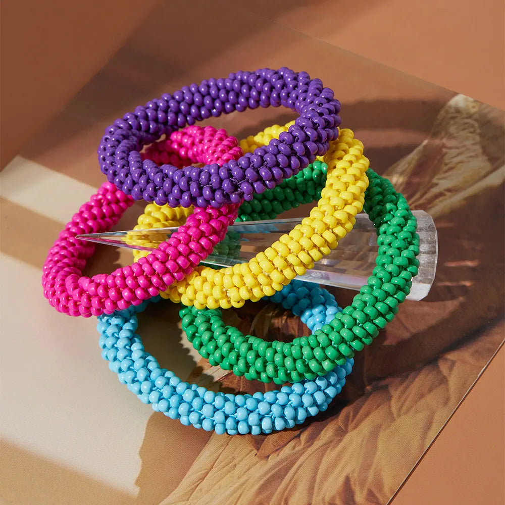 Simple Style Solid Color Seed Bead Wholesale Bangle