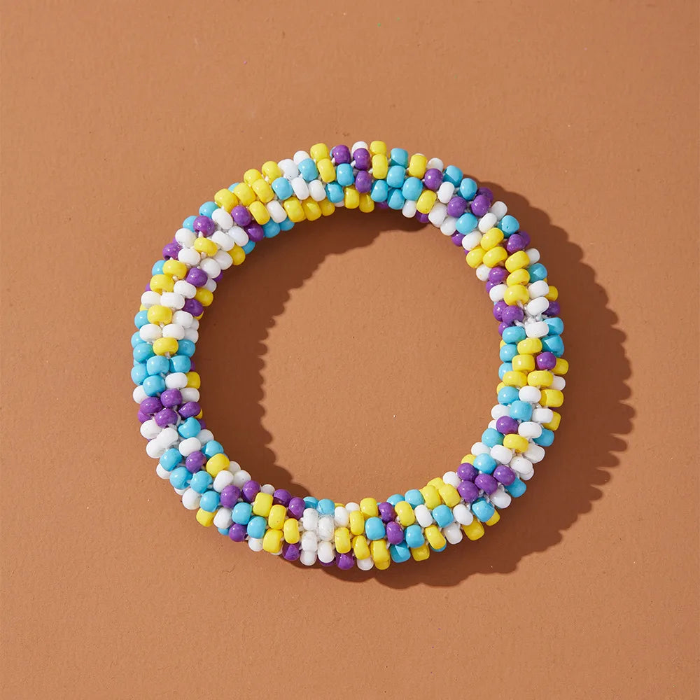 Simple Style Solid Color Seed Bead Wholesale Bangle