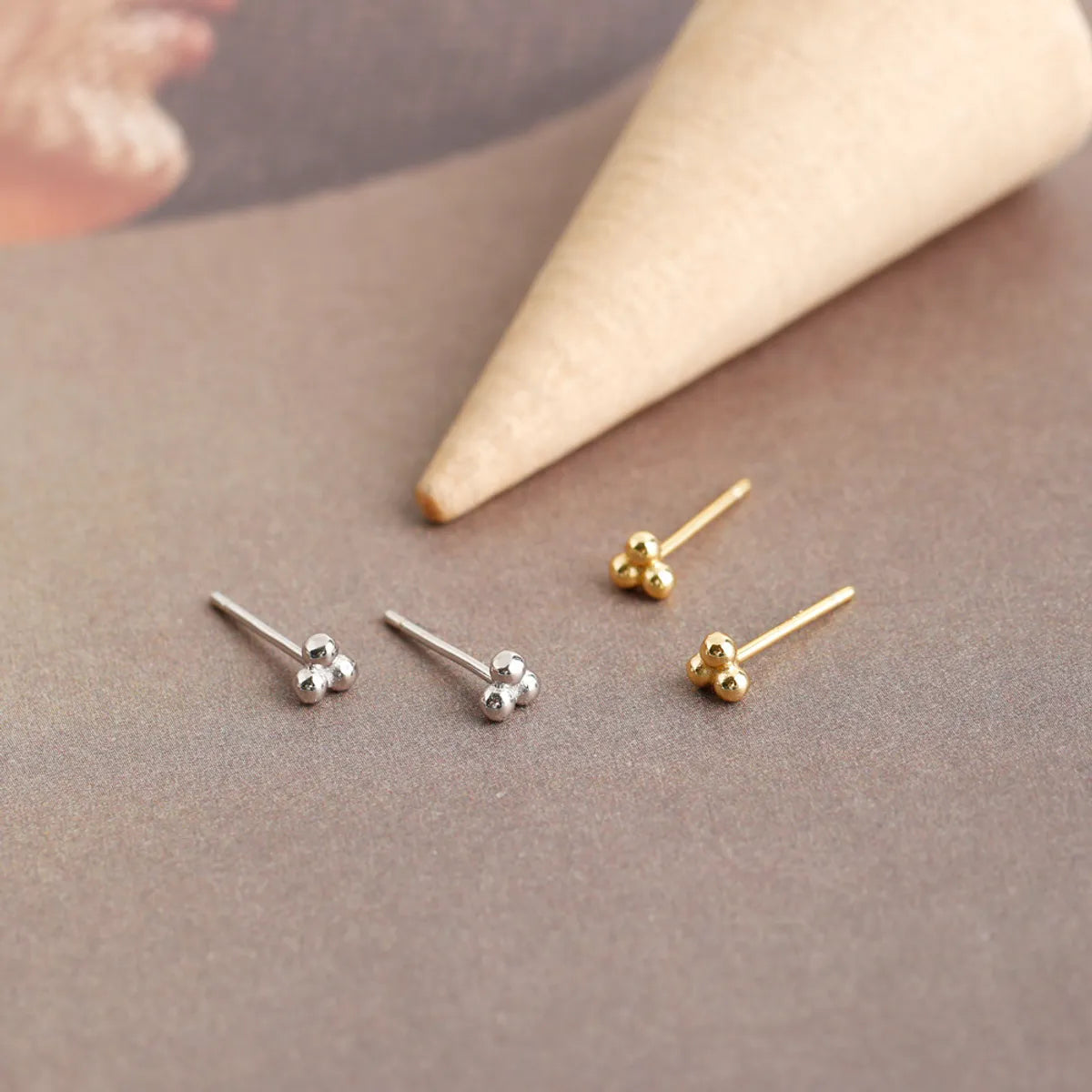 Simple Style Solid Color Silver Ear Studs 1 Pair