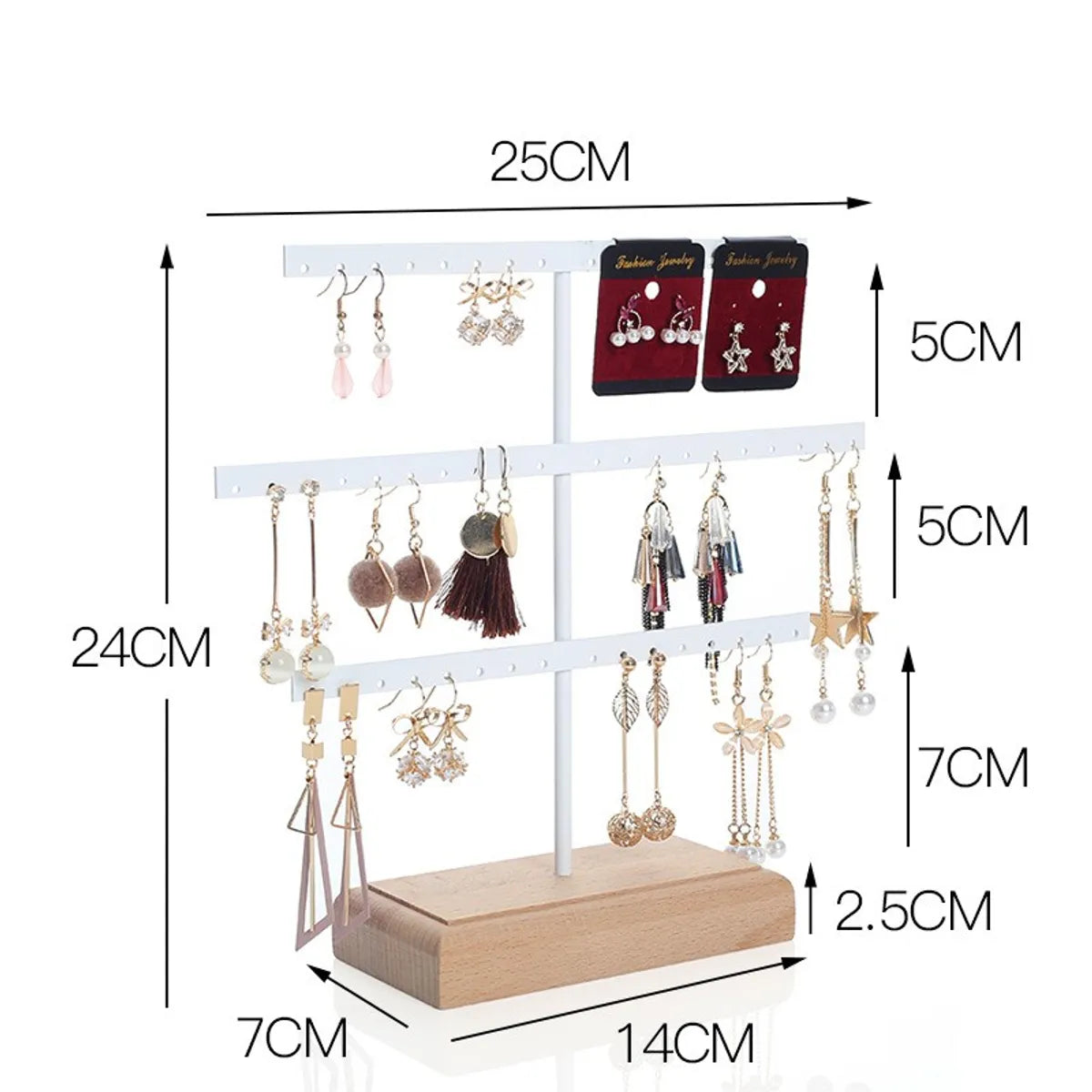 Simple Style Solid Color Solid Wood Iron Jewelry Rack