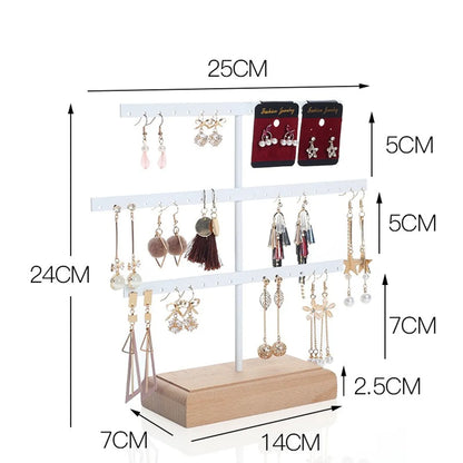 Simple Style Solid Color Solid Wood Iron Jewelry Rack