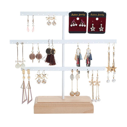 Simple Style Solid Color Solid Wood Iron Jewelry Rack