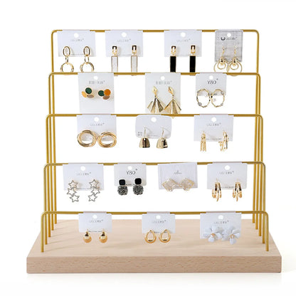 Simple Style Solid Color Solid Wood Iron Jewelry Rack