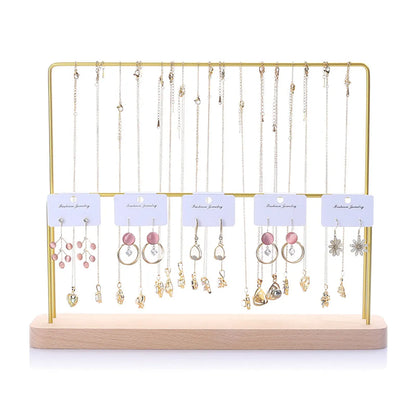 Simple Style Solid Color Solid Wood Iron Jewelry Rack