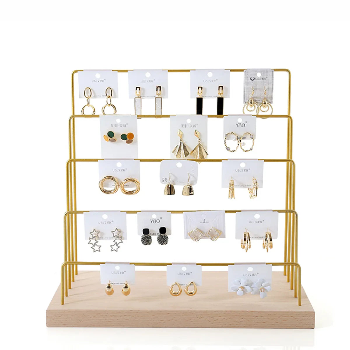 Simple Style Solid Color Solid Wood Iron Jewelry Rack