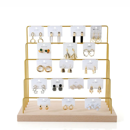 Simple Style Solid Color Solid Wood Iron Jewelry Rack