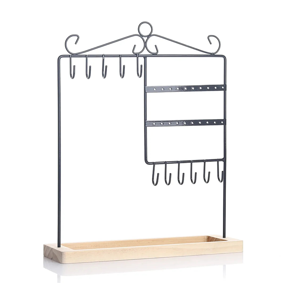 Simple Style Solid Color Solid Wood Iron Jewelry Rack