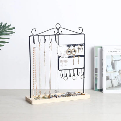 Simple Style Solid Color Solid Wood Iron Jewelry Rack