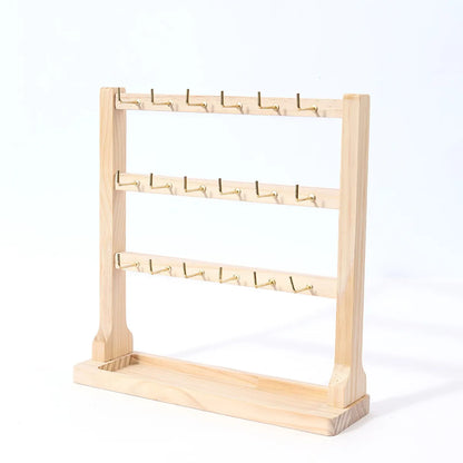 Simple Style Solid Color Solid Wood Jewelry Rack