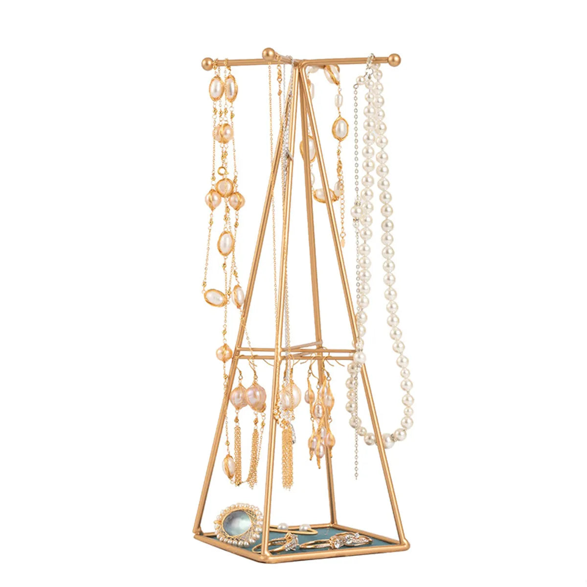 Simple Style Solid Color Solid Wood Jewelry Rack