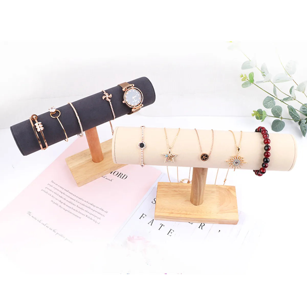 Simple Style Solid Color Solid Wood Patchwork Jewelry Rack