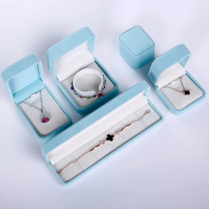 Simple Style Solid Color Sponge Flannel Jewelry Boxes