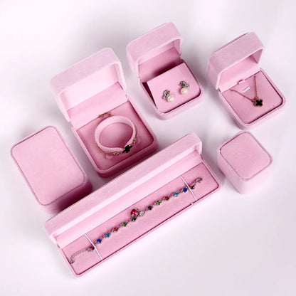 Simple Style Solid Color Sponge Flannel Jewelry Boxes