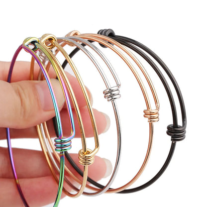 Simple Style Solid Color Stainless Steel 18K Gold Plated None Bangle In Bulk