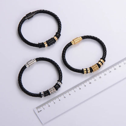 Simple Style Solid Color Stainless Steel Beaded Plating 24k Gold Plated Bracelets