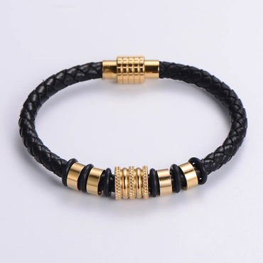 Simple Style Solid Color Stainless Steel Beaded Plating 24k Gold Plated Bracelets