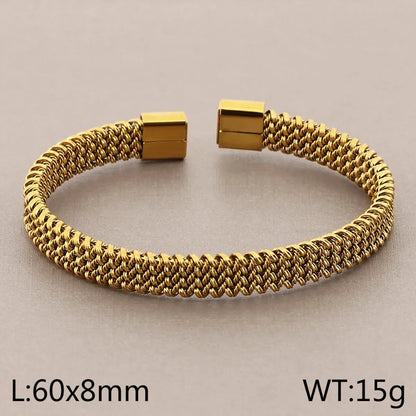 Simple Style Solid Color Stainless Steel 18K Gold Plated Bangle In Bulk