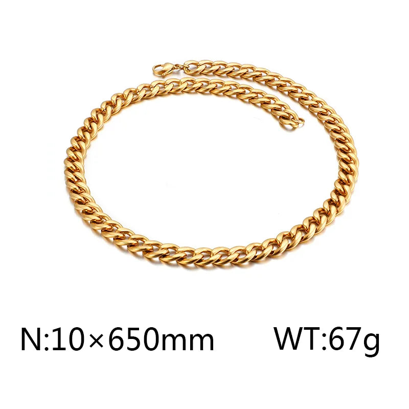 Wholesale Jewelry Simple Style Solid Color Stainless Steel 18K Gold Plated Chain Necklace