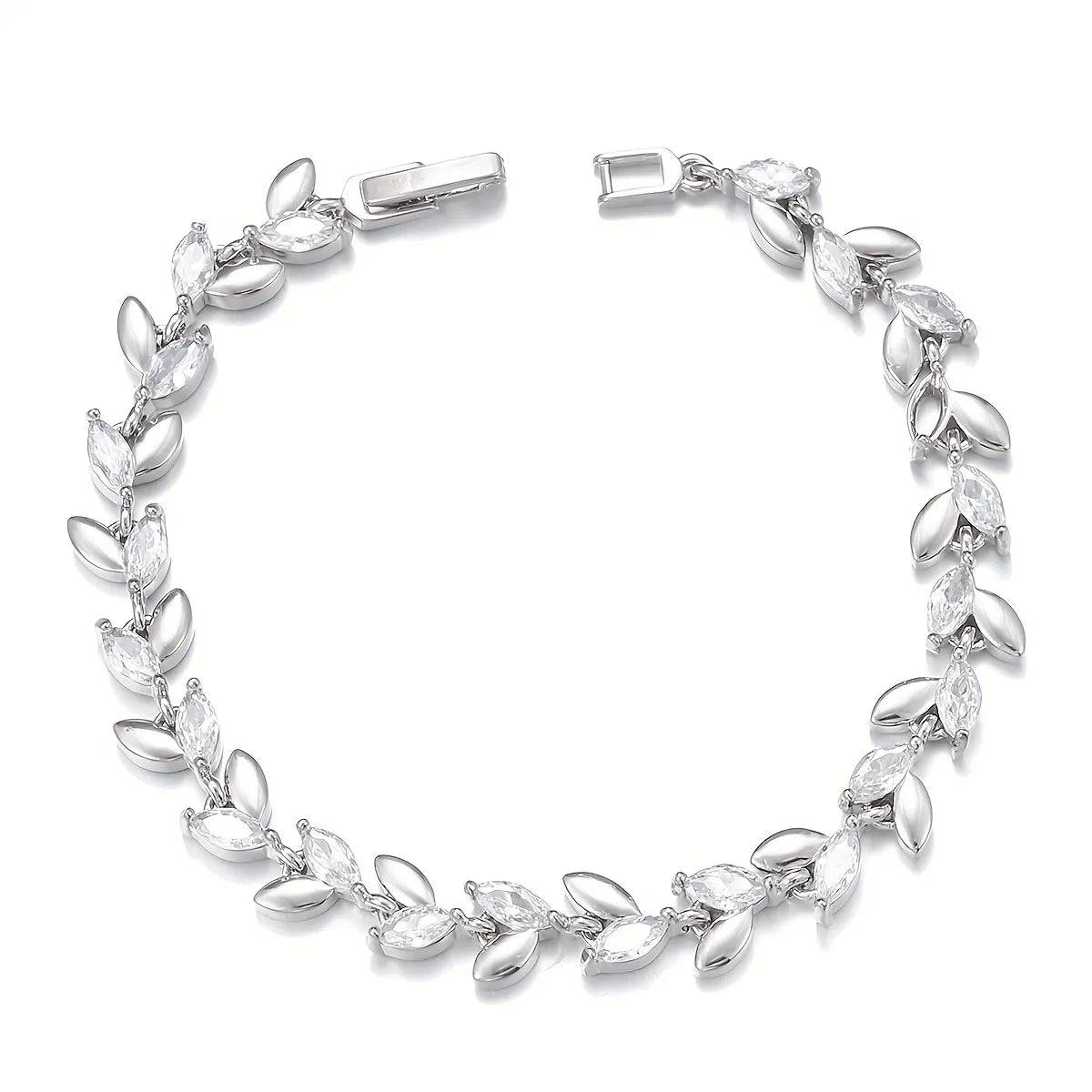 Simple Style Solid Color Stainless Steel Copper Plating Inlay Zircon Silver Plated Bracelets