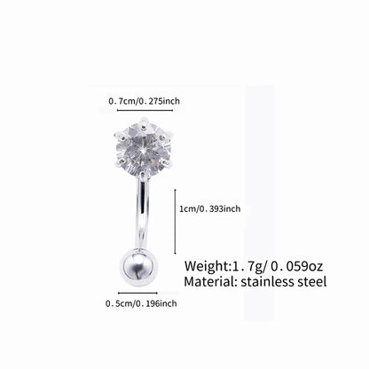 Simple Style Solid Color Stainless Steel Diamond Belly Ring In Bulk