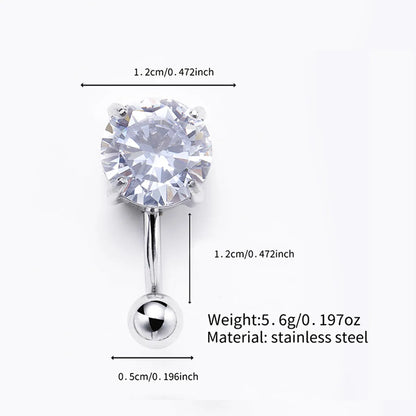 Simple Style Solid Color Stainless Steel Diamond Belly Ring In Bulk