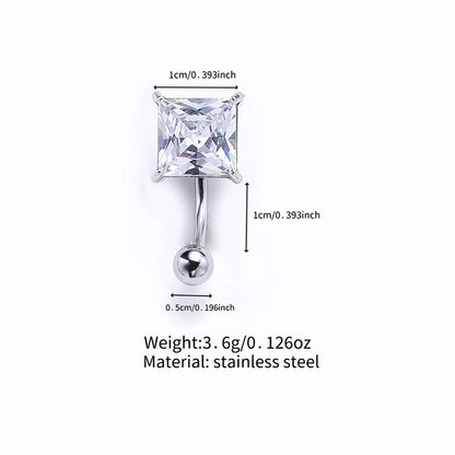 Simple Style Solid Color Stainless Steel Diamond Belly Ring In Bulk