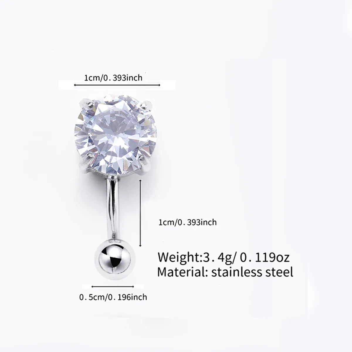 Simple Style Solid Color Stainless Steel Diamond Belly Ring In Bulk