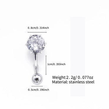 Simple Style Solid Color Stainless Steel Diamond Belly Ring In Bulk