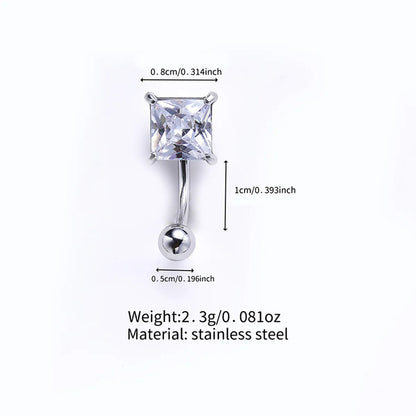 Simple Style Solid Color Stainless Steel Diamond Belly Ring In Bulk