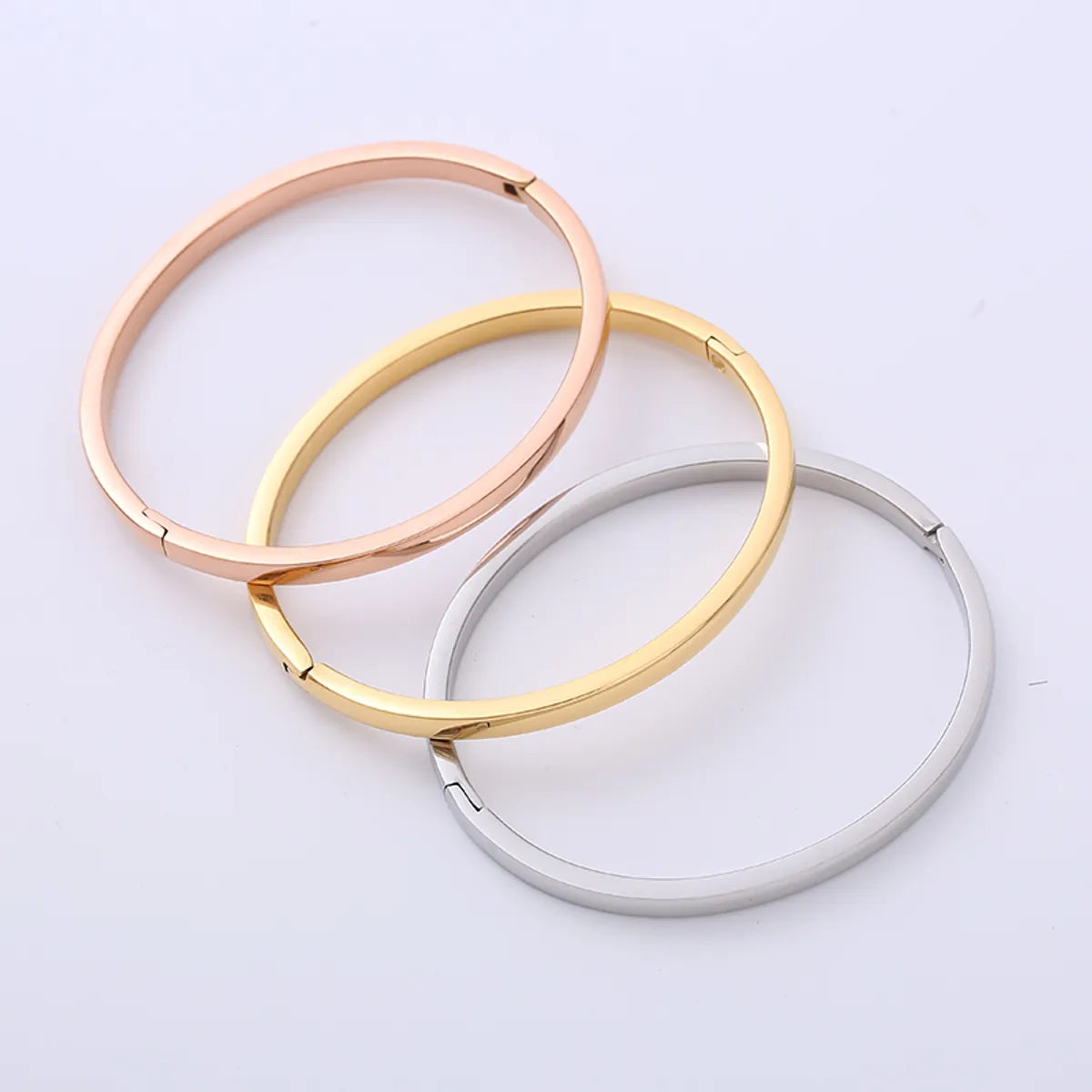 Simple Style Solid Color Stainless Steel Gold Plated Gold Plated Bangle