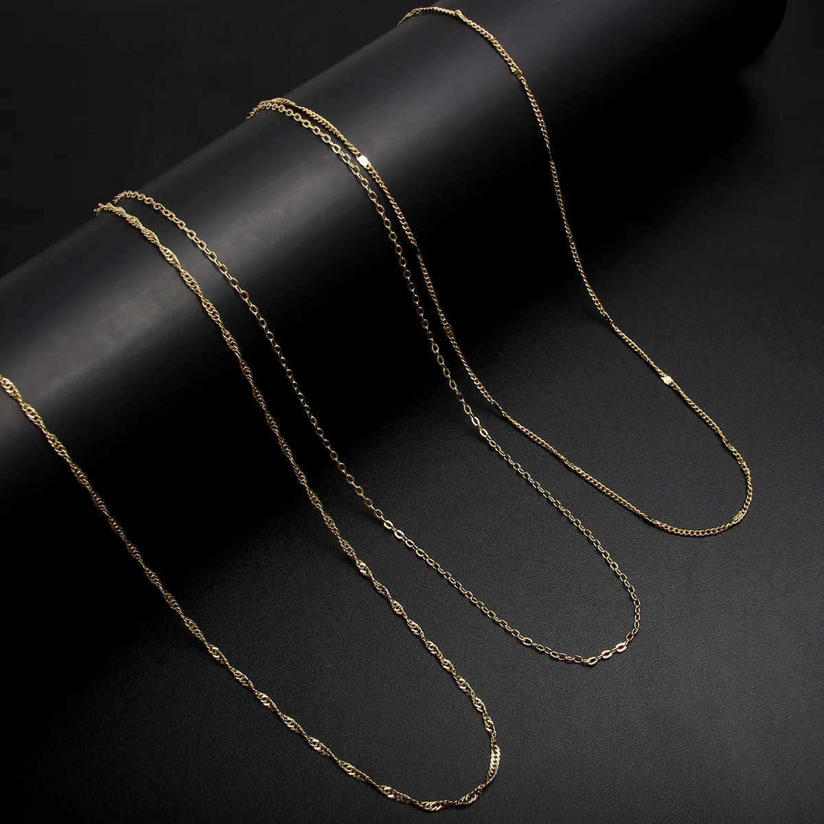 Simple Style Solid Color Stainless Steel Gold Plated Necklace