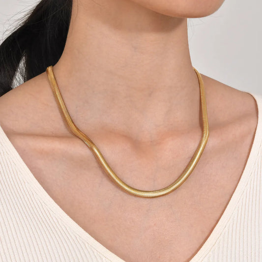 Simple Style Solid Color Stainless Steel Gold Plated Necklace