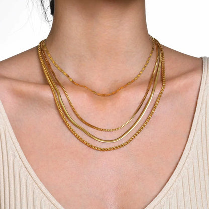 Simple Style Solid Color Stainless Steel Gold Plated Necklace