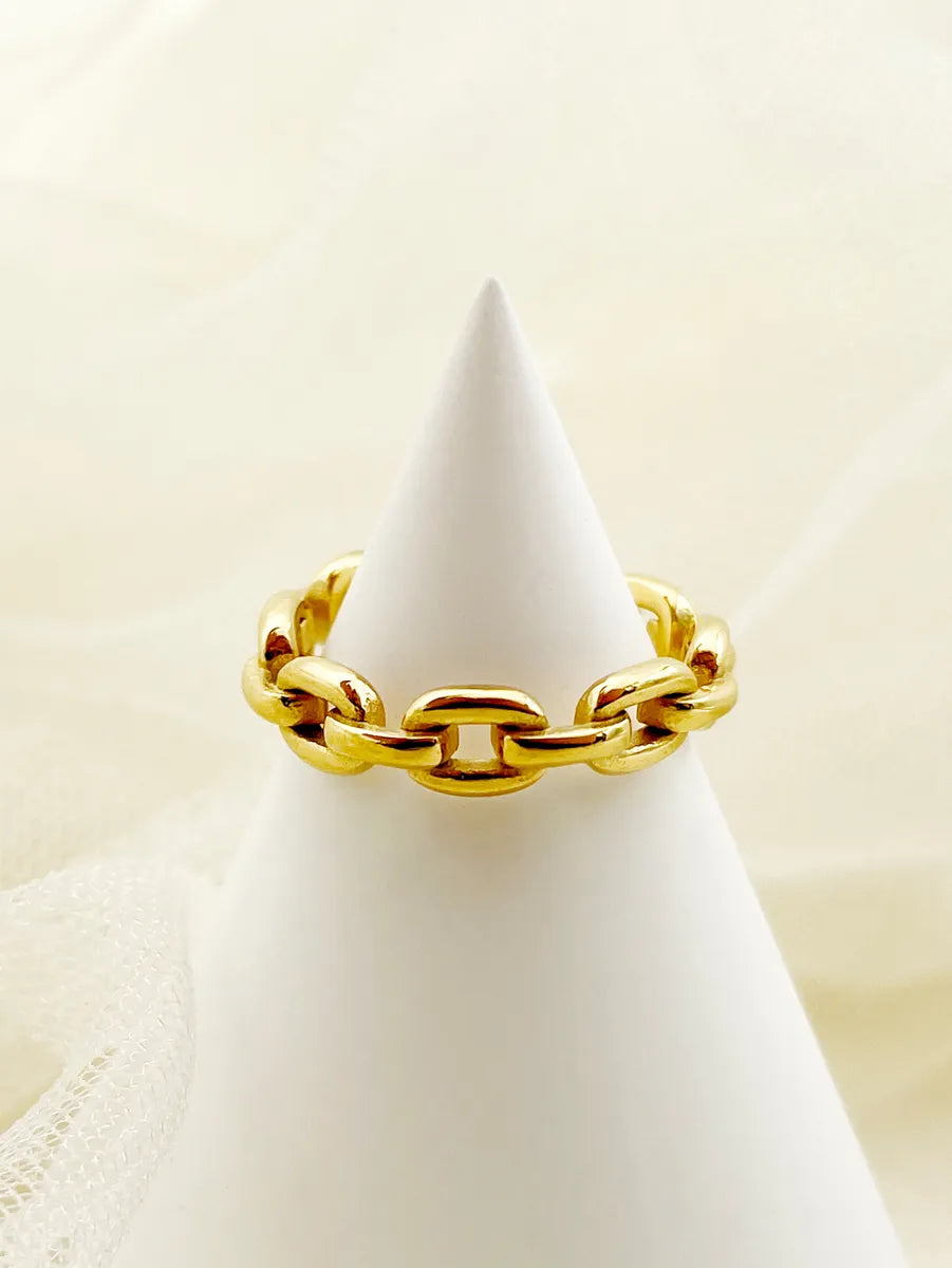 Simple Style Solid Color Stainless Steel Plating Gold Plated Rings