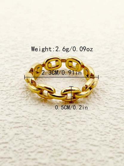 Simple Style Solid Color Stainless Steel Plating Gold Plated Rings