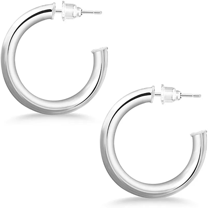 1 Pair Simple Style Solid Color 304 Stainless Steel 18K Gold Plated Hoop Earrings