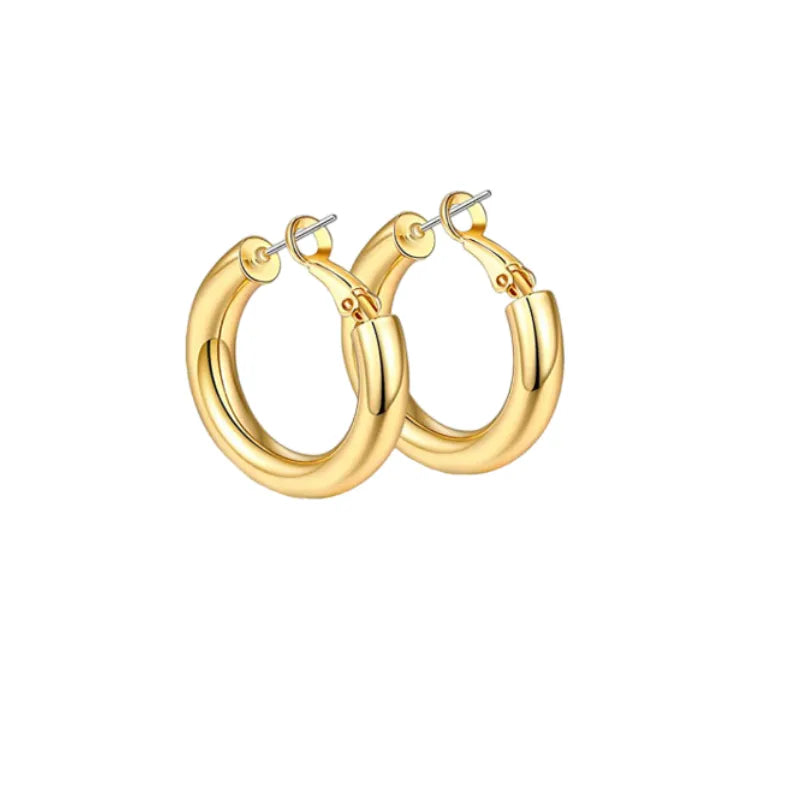 1 Pair Simple Style Solid Color 304 Stainless Steel 18K Gold Plated Hoop Earrings