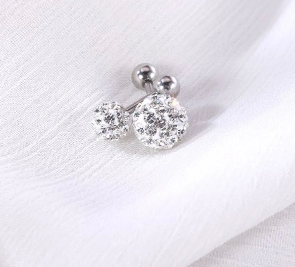 Simple Style Solid Color Stainless Steel Inlay Artificial Diamond Ear Studs 1 Piece