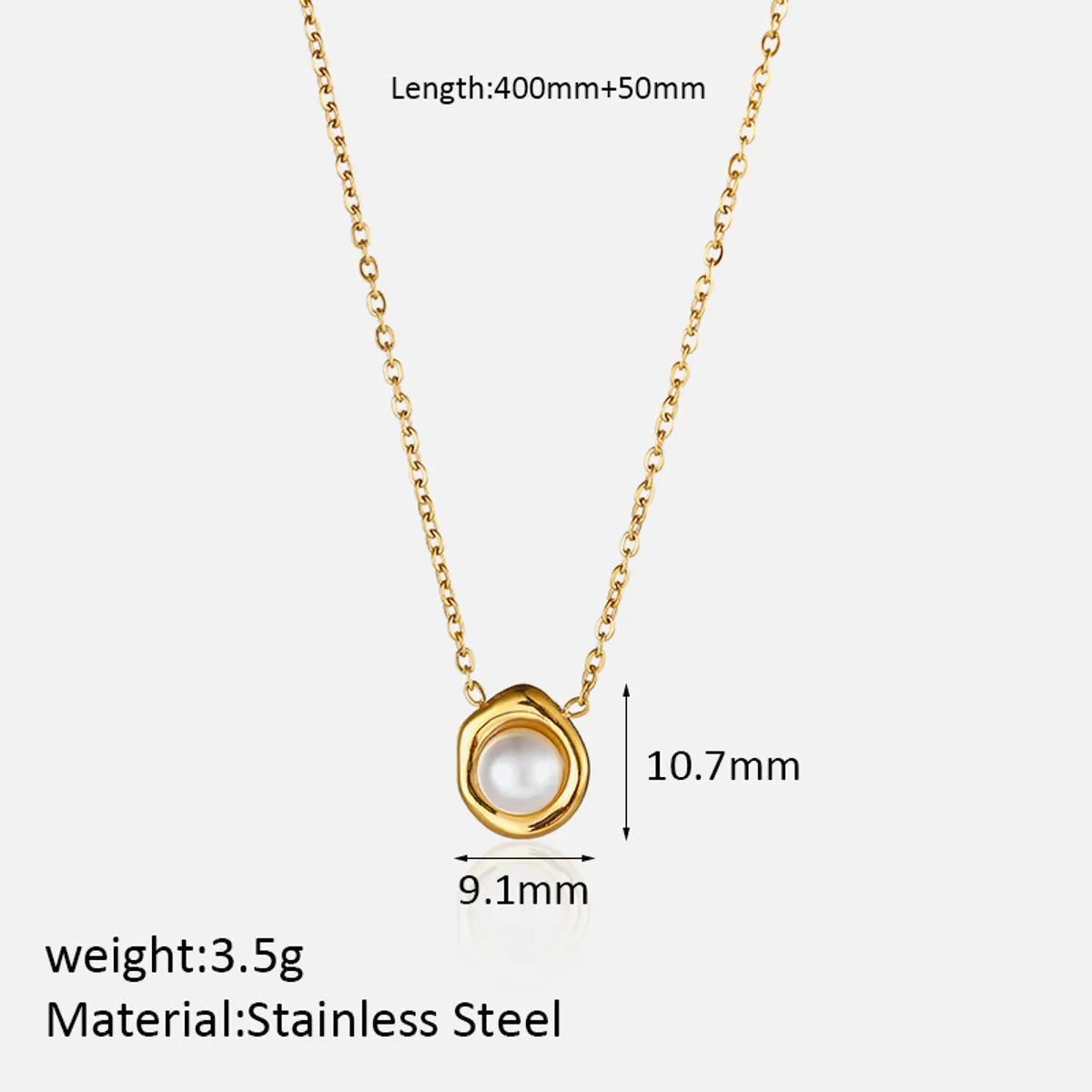 Simple Style Solid Color Stainless Steel Inlay Artificial Pearls 18k Gold Plated Pendant Necklace