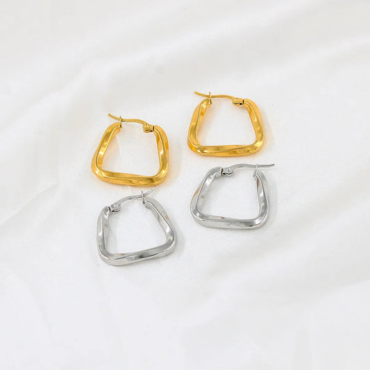 Simple Style Solid Color Stainless Steel Irregular Plating Earrings 1 Pair