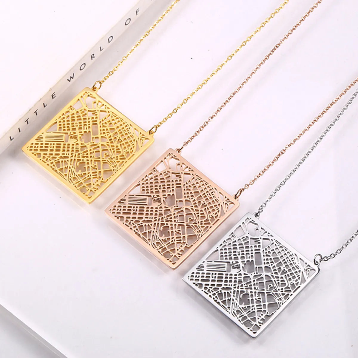 Simple Style Solid Color Stainless Steel Irregular Plating Gold Plated Pendant Necklace