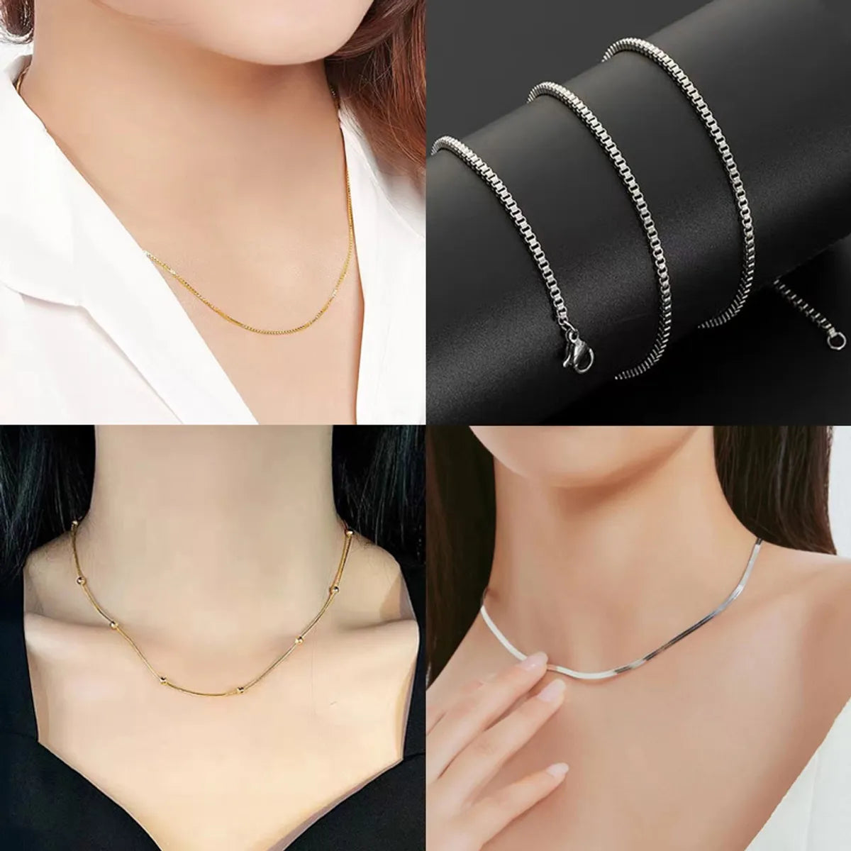 Simple Style Solid Color Stainless Steel Necklace In Bulk