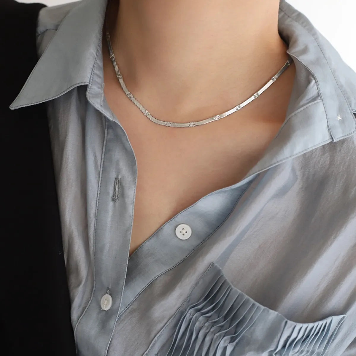 Simple Style Solid Color Stainless Steel Necklace