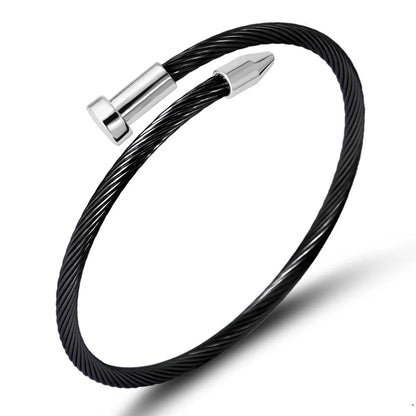 Simple Style Solid Color Stainless Steel Twisted Cable Bracelet