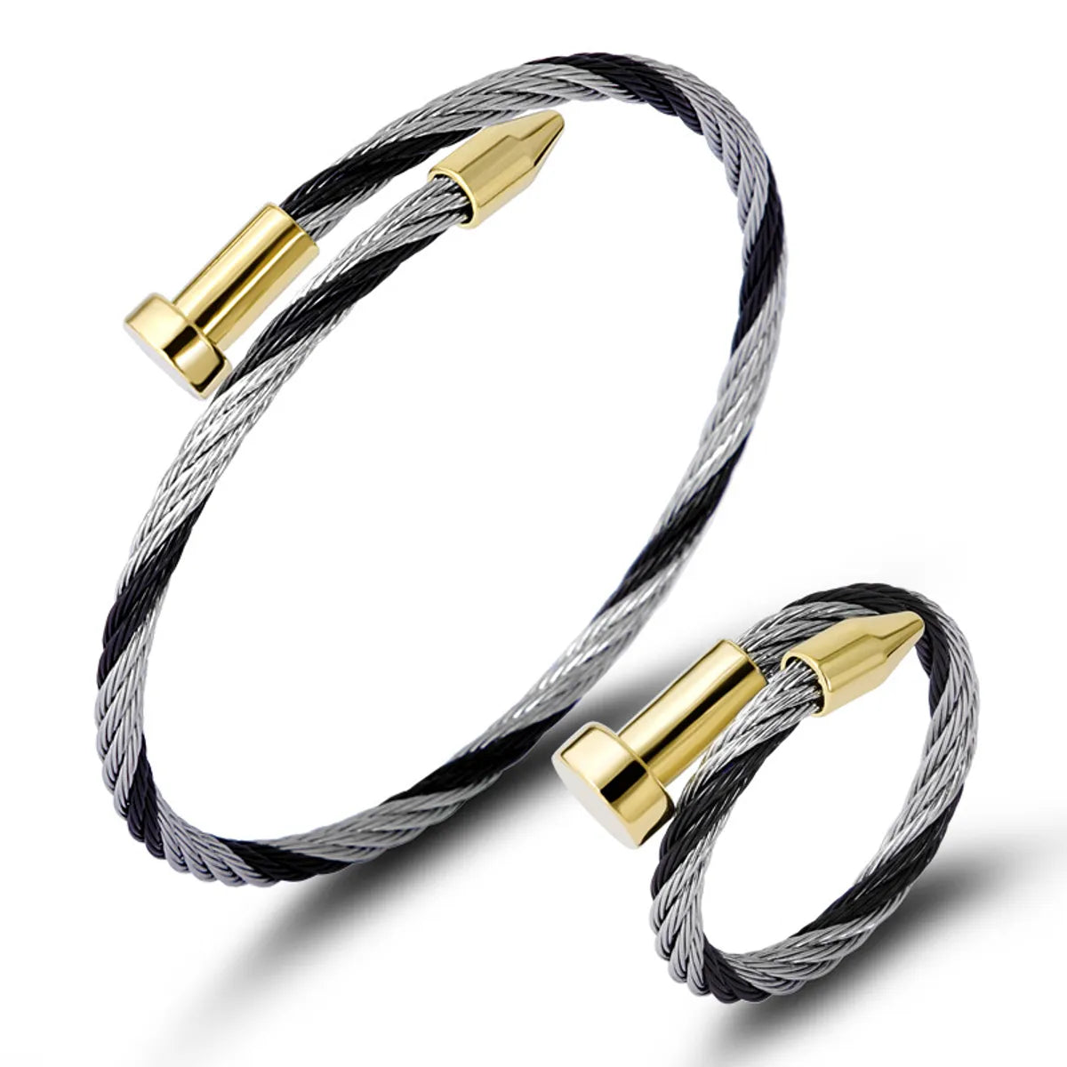 Simple Style Solid Color Stainless Steel Twisted Cable Bracelet