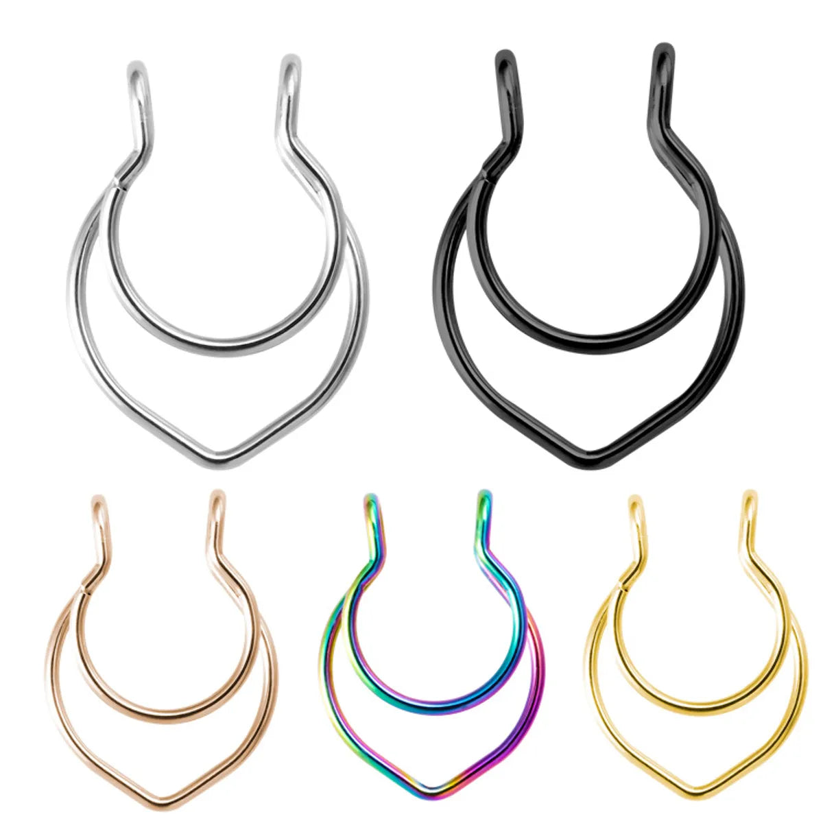 Simple Style Solid Color Stainless Steel Nose Ring 1 Piece