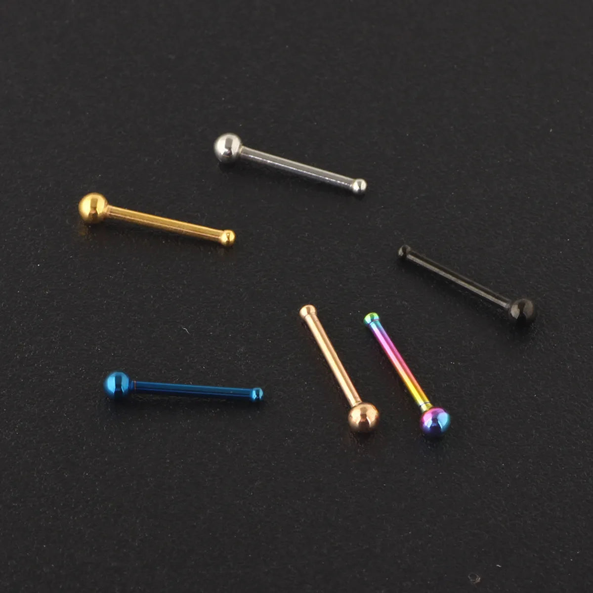 Simple Style Solid Color Stainless Steel Nose Studs 1 Piece