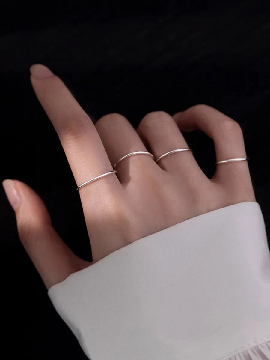 Simple Style Solid Color Stainless Steel Open Rings