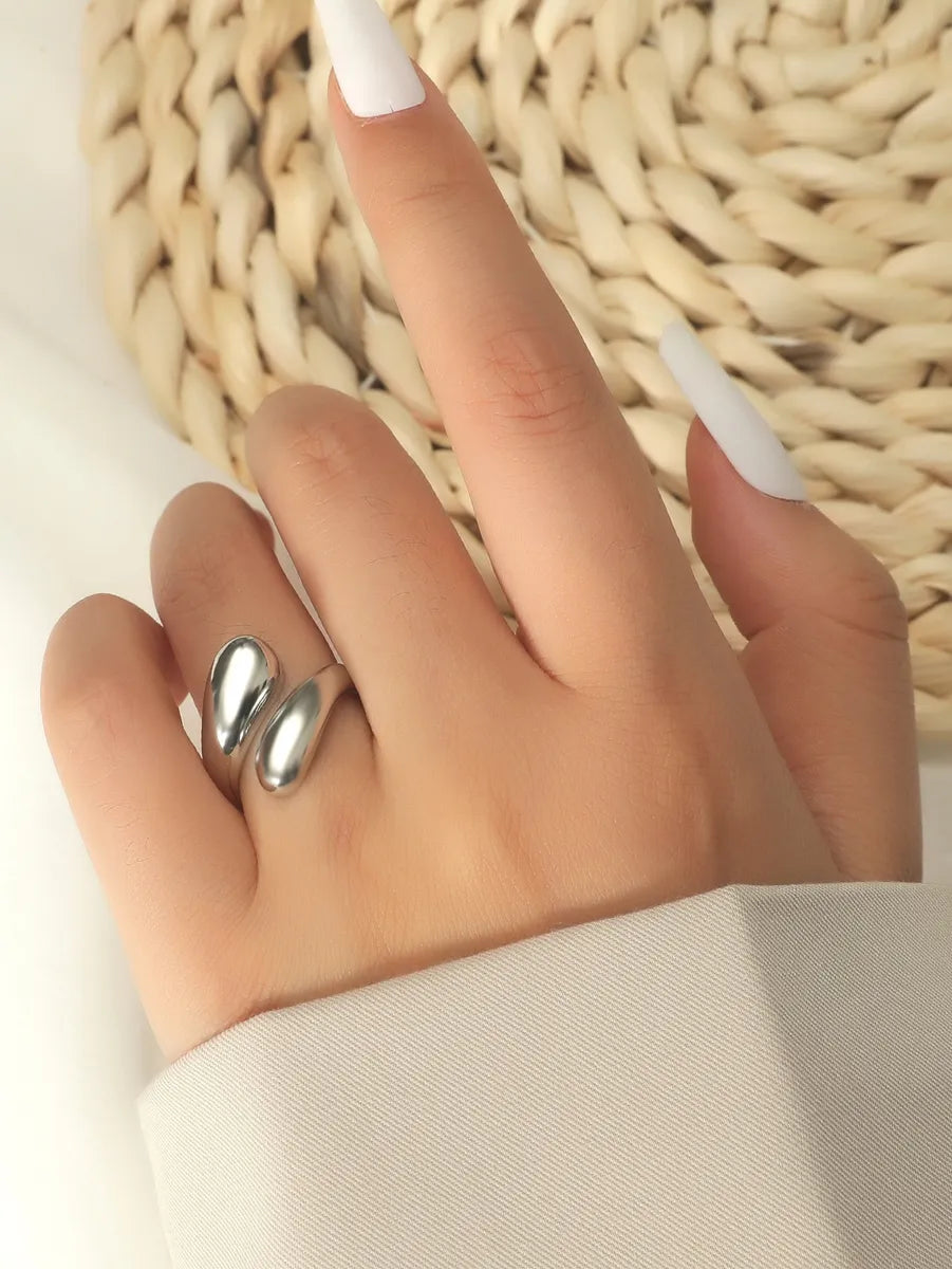 Simple Style Solid Color Stainless Steel Open Rings