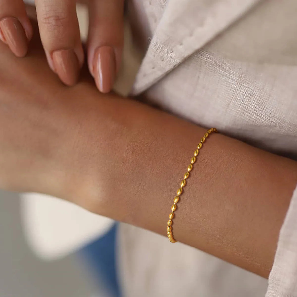 Simple Style Solid Color Stainless Steel Plating 18k Gold Plated Bracelets